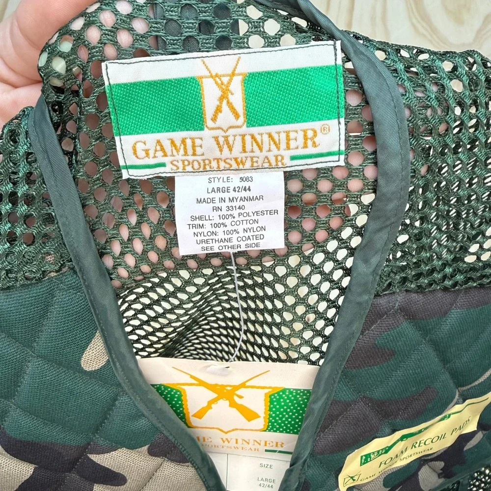 Game Winner Sportswear Mesh Hunting Vest Camo Trim Mens Large 5083 NWT Green